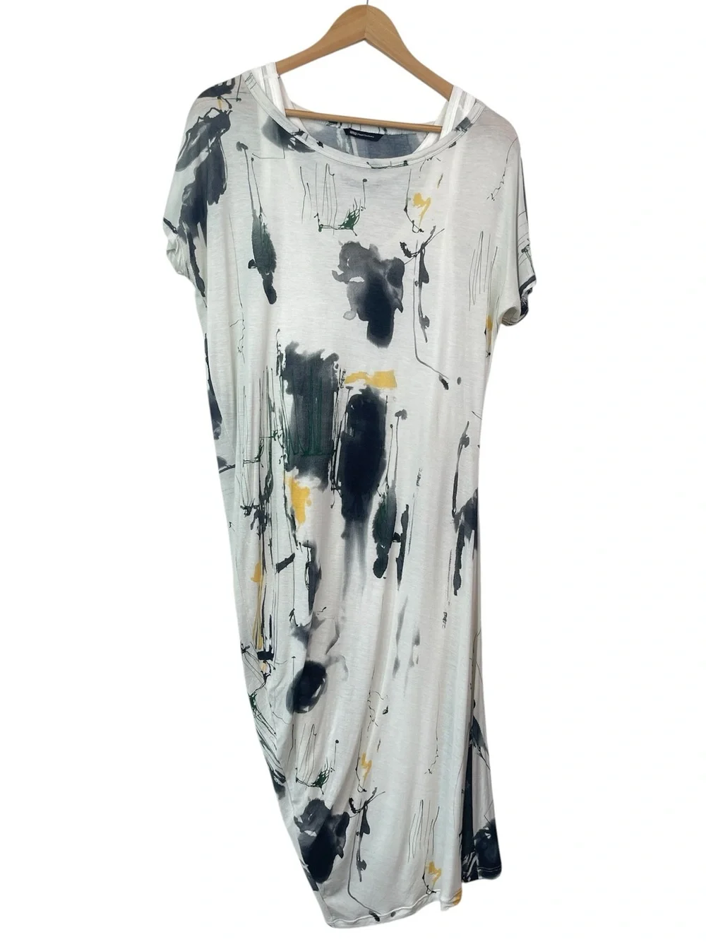 Uma Raquel Davidowicz Drapey Asymmetrical Abstract Paint Splatter Printed Dress - Picture 1 of 16
